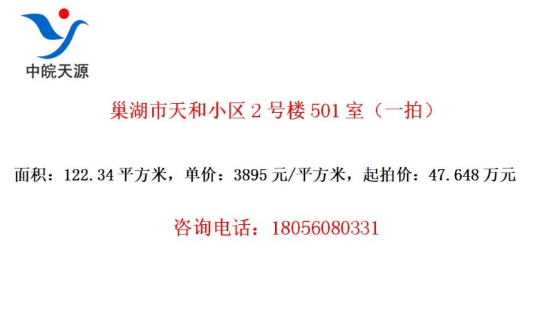 巢湖市天和小区2号楼501室（一拍）