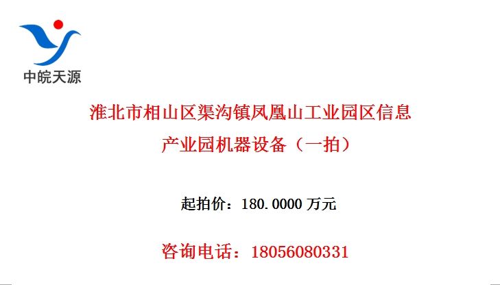 淮北市相山区渠沟镇凤凰山工业园区信息产业园机器设备（一拍）