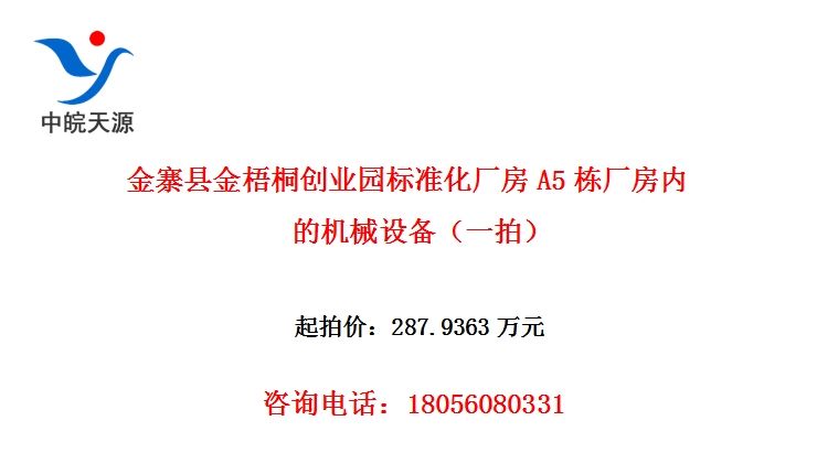 金寨县金梧桐创业园标准化厂房A5栋厂房内的机械设备（一拍）
