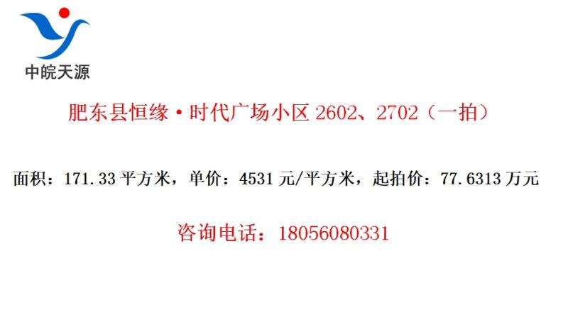肥东县恒缘·时代广场小区2602、2702（一拍）