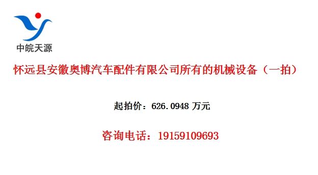 怀远县安徽奥博汽车配件有限公司所有的机械设备(一拍)