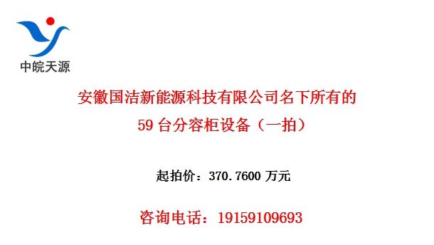 安徽国洁新能源科技有限公司名下所有的59台分容柜设备(一拍)
