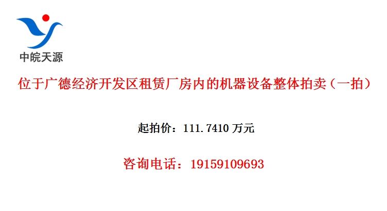 位于广德经济开发区租赁厂房内的机器设备整体拍卖(一拍)